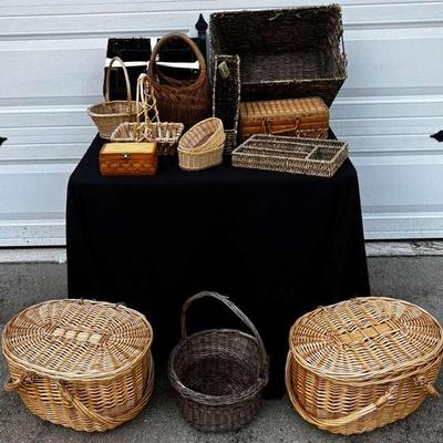 Variety Of Baskets Including Picnic Baskets