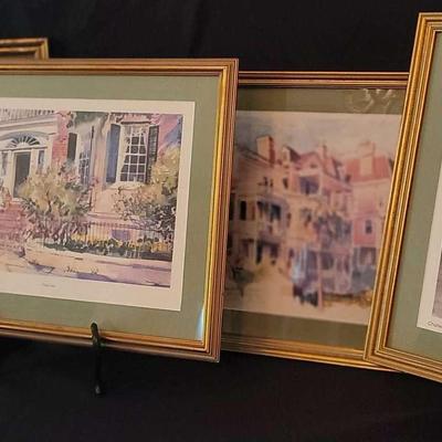 Four Charleston SC Matching Watercolor Artwork Pieces