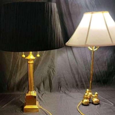 Two Unique Brass Table Lamps