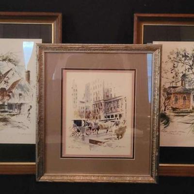 Three Watercolors Of Historical Virginia Art By John Haymson