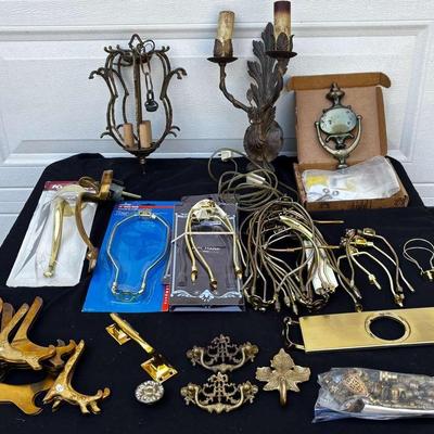 Brass Light Fixture, Sconce And Various Brass Decor