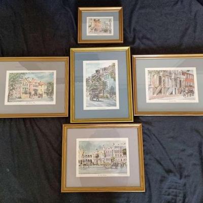 E. Emerson & Jackson Watercolor Lithograph/Prints, Charleston Historical Sites 