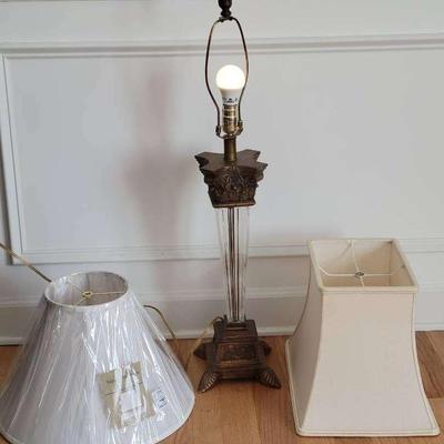 Heavy Cut Glass And Plastor Lamp
