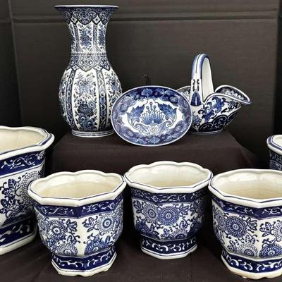 Blue And White Porcelain Outdoor Pots And More