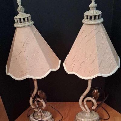 Two Vintage Parrot Table Lamps 
