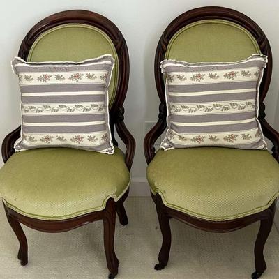 Pair Of Antique Victorian Quality Mahogany Inlaid Side Chairs