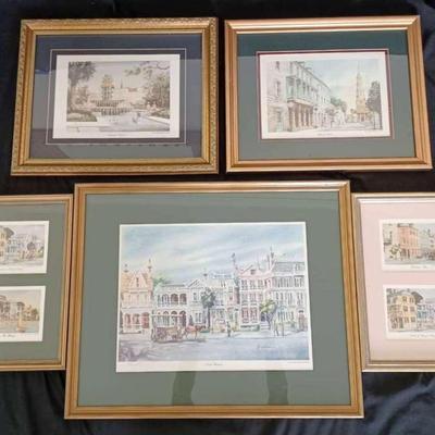 E. Emerson's Watercolor Original Prints of Charleston, SC. Historical Scenery 