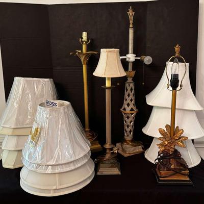 Four Lamps With Several Lamp Shades 