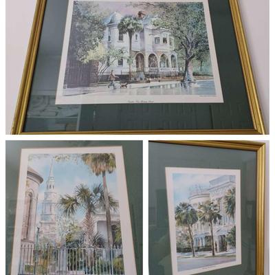 Charleston Artists-Emerson, Jane Jackson & A. Hightower Framed & Matted Watercolors 