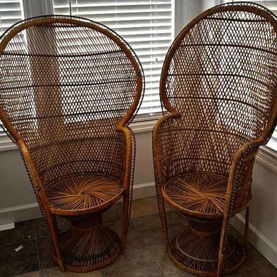 Vintage Wicker Peacock Chairs 