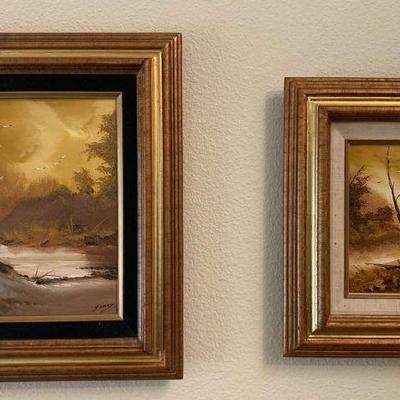 Ri233 two paintings in gold tones