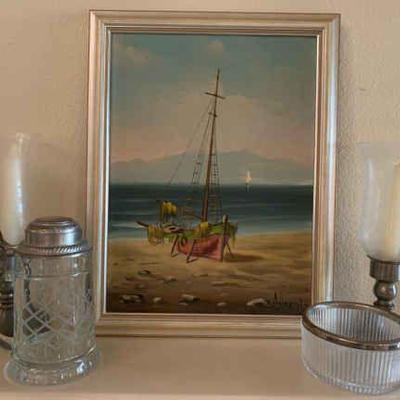 Ri272 ship painting and pewter