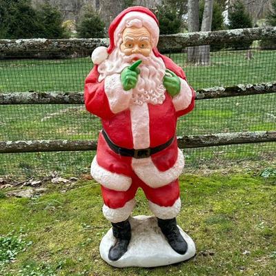 SANTA STATUE | Hollow plastic Santa statue. Dimensions: h. 50 x w. 18 x d. 16 in