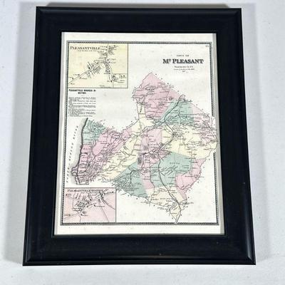 MT. PLEASANT MAP | Print of a 1867 map of Mt. Pleasant, Pleasantville, and Pleasantville Station in Westchester, NY. - h. 17 x w. 14 in...