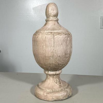 OVERSIZE DECORATIVE FINIAL | Large decorative finial made of composite to look like wood. Dimensions: h. 18 x dia. 7 in
