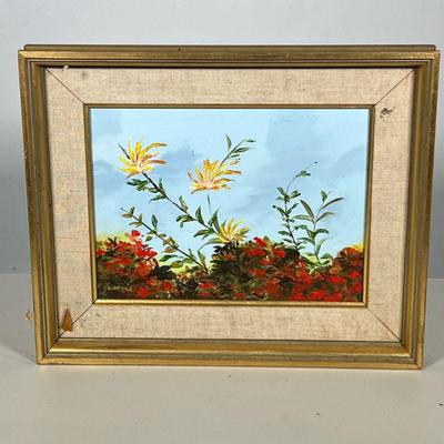 SIGNED OIL PAINTING | Wild flowers Oil on board. Signed "Warner" lower left. - h. 13 x w. 16 in
