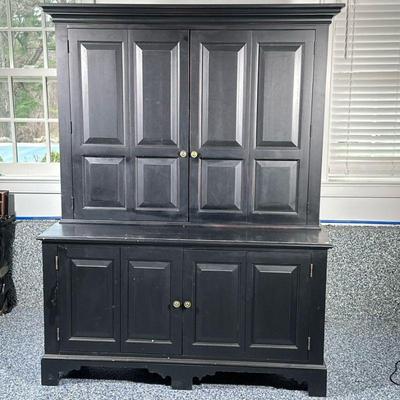 ETHAN ALLEN MEDIA CABINET | Ethan Allen 2 piece media cabinet with top TV cabinet and lower media/console cabinet. - h. 76.5 x w. 58 x d....