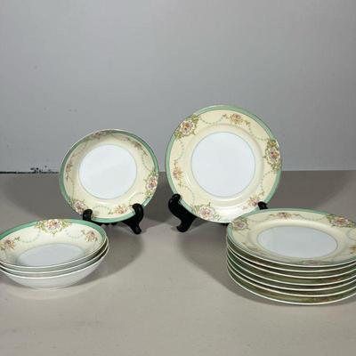 (12pc) MEITA JAPANESE PORCELAIN DISHES | Including: 4 sauce bowls and 8 bread plates, marked on back "Meita China / Japan"....