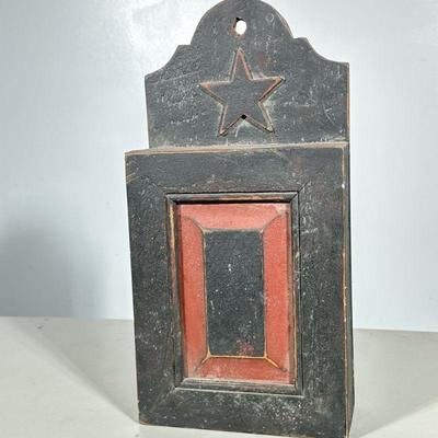 “Hearts & Stars Forever” Folk Art Carved Hanging Box by Martin Mitchell & Claire Joyce | A one-of-a-kind, hand-carved folk art...