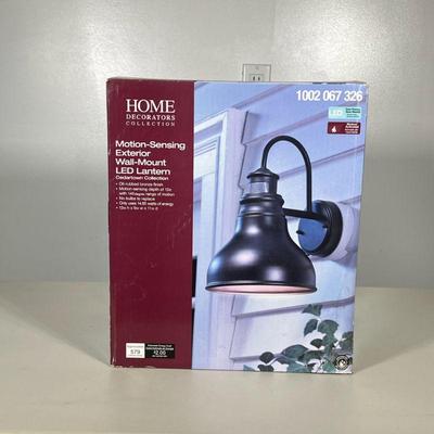MOTION SENSOR OUTDOOR LIGHT FIXTURE | Motion sensing, wall mount, exterior lantern, NIB. LED light from Home Decorations Collections....