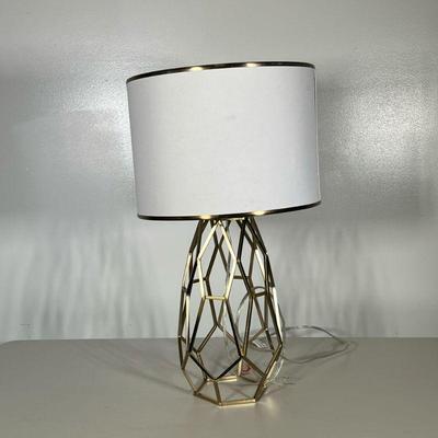 GEOMETRIC BRASS LAMP | Geometric hollow brass table lamp. - h. 25 x dia. 9 in
