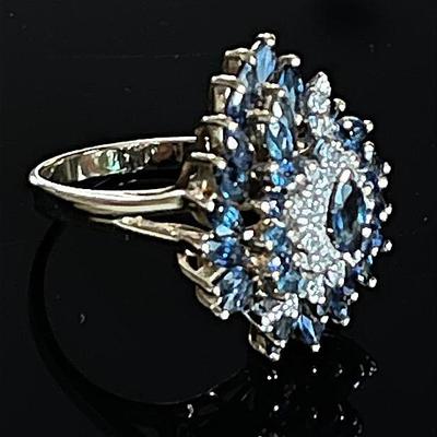 10K Yellow Gold 18 Diamond 30 Sapphire Ring