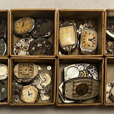 Antique Tiny Ladies Wrist Watch Movements & Parts, Gruen, Bulova, Solow, Elgin