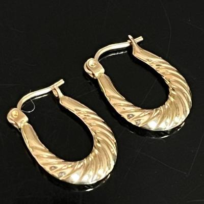 14K Yellow Gold Shrimp Hoop Earrings