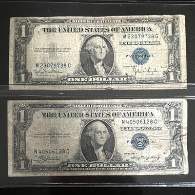 Series 1915 U.S. $1 Silver Certificates (2) with No “In God We Trust”