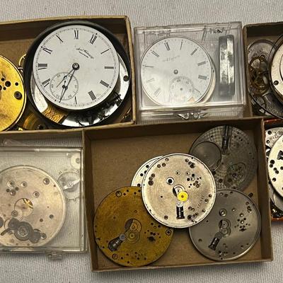 Antique Pocket Watch Movements & Parts, Elgin, Waltham