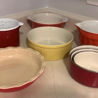 Assortment Of Ceramic Bakeware And Enamelware