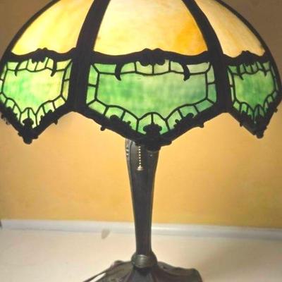 Early 20th Century Slag Glass Lamp 