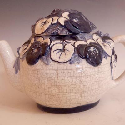 Dedham Pottery Pansy Basket Teapot