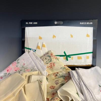 Vintage Table Linens with Irish Linen and Embroidered 
