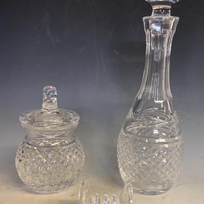 Waterford Crystal Decanter, Jam Jar and a Knife Rest