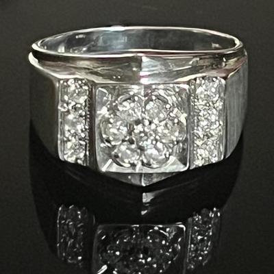 14K White Gold 13 Diamond Ring