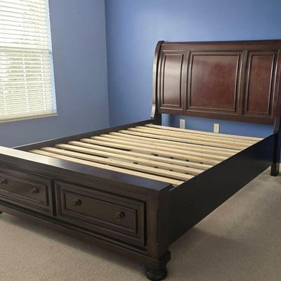 Queen Size Sleigh Bed with 2 Drawer Storage by Ashley Furniture