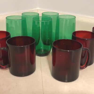 Red & Green Glass Drinkware