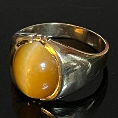 10K Yellow Gold Tigereye Catseye Ring 