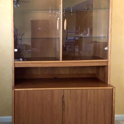 Danish Modern Teak Two Piece China Hutch