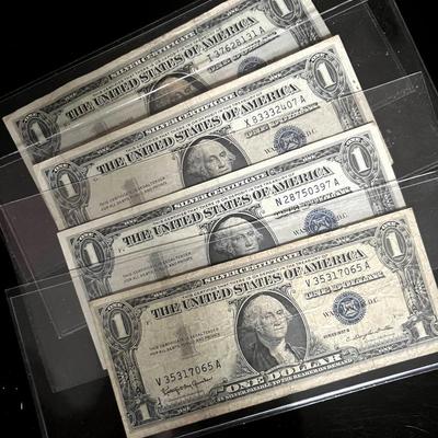 Series 1957 U.S. $1 Silver Certificates (4) Blue Seal