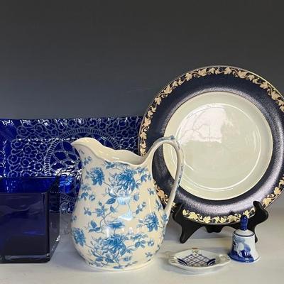Assorted Glass and China with Wedgwood Whitehall Plate