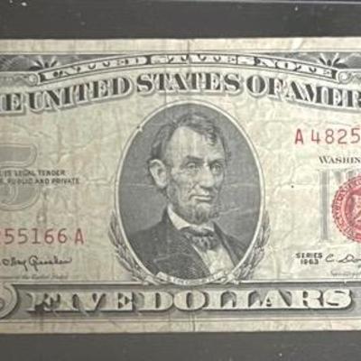 Series 1963 U.S. $5 Note Red Seal