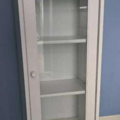 White Glass Door Storage Cabinet with 3 Shelves
