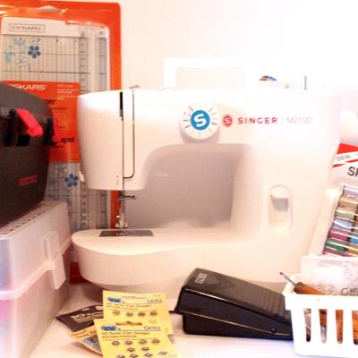 Singer M2100 Sewing Machine And Supplies