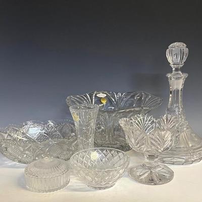 Crystal and Pressed Glass Tableware (7) with Block and Lenox