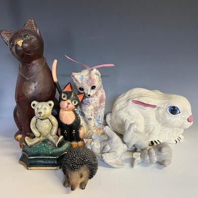 Ceramic, Iron and Wood Animal Figurines (9)