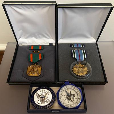 Vintage Military Medals, Pin & Compass