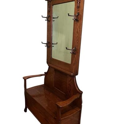 Antique Hall Tree Bench