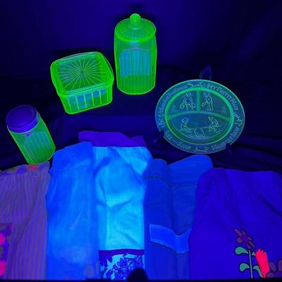 Vintage Uranium glass Kitchen Lot 2